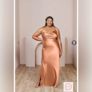 Worn Once! Skye Satin Dress - color is COPPER (1st 3 pics is the color)